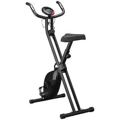 Soozier Foldable Exercise Bike Stationary Upright Bike Cardio Workout 8-Level Resistance