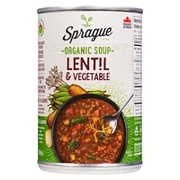 Sprague Organic Lentil Soup with Vegetables, 398ml Reheat and Serve