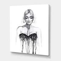 Designart Portrait monochrome de femme portant une robe de soirée Art mural sur toile