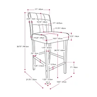 Tabouret de bar rembourré en similicuir CorLiving Leila avec dossier - Tabourets de bar rembourrés, chaises d'îlot de cuisine ou tabourets de bar parfaits, tabourets de comptoir durables pour la maiso