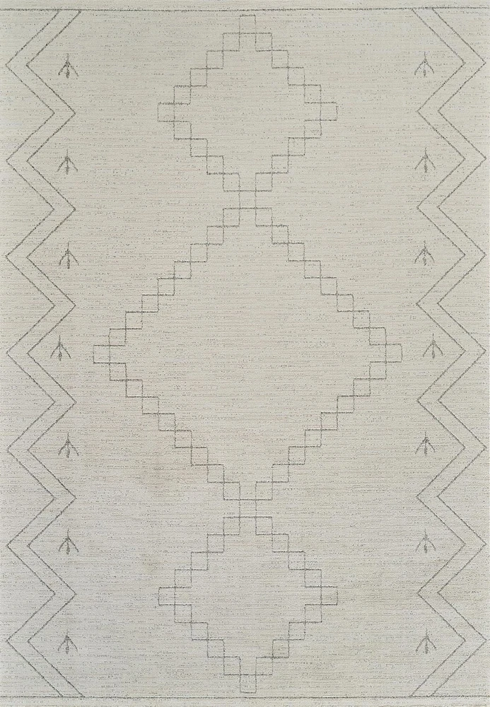 Tapis d'interieur abstrait Rug Branch Casa, beige creme, boheme - Salon, chambre