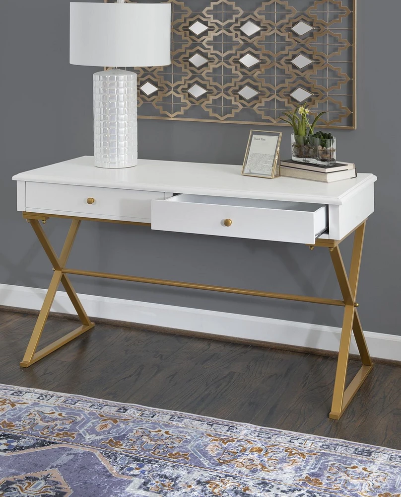 Parker White and Gold Campaign Desk