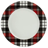 Safdie & Co. Dinnerware set Round Rim 12 Piece Set Cabin Plaid, Set for 4