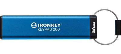 Kingston Ironkey Keypad 200 USB-A Clé USB cryptée 8 Go | Indépendant du système d'exploitation | FIPS 140-3 niveau 3 | XTS-AES 256 bits | Protection BadUSB et Brute Force | Option multi-broches | IKKP