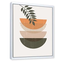 Designart Soleil géométrique abstrait et lune avec feuille II ART MURAL À CADRE FLOTTÉ