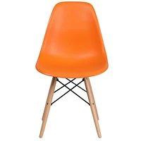 Elon Series Black Plastic Chair with Wooden Legs