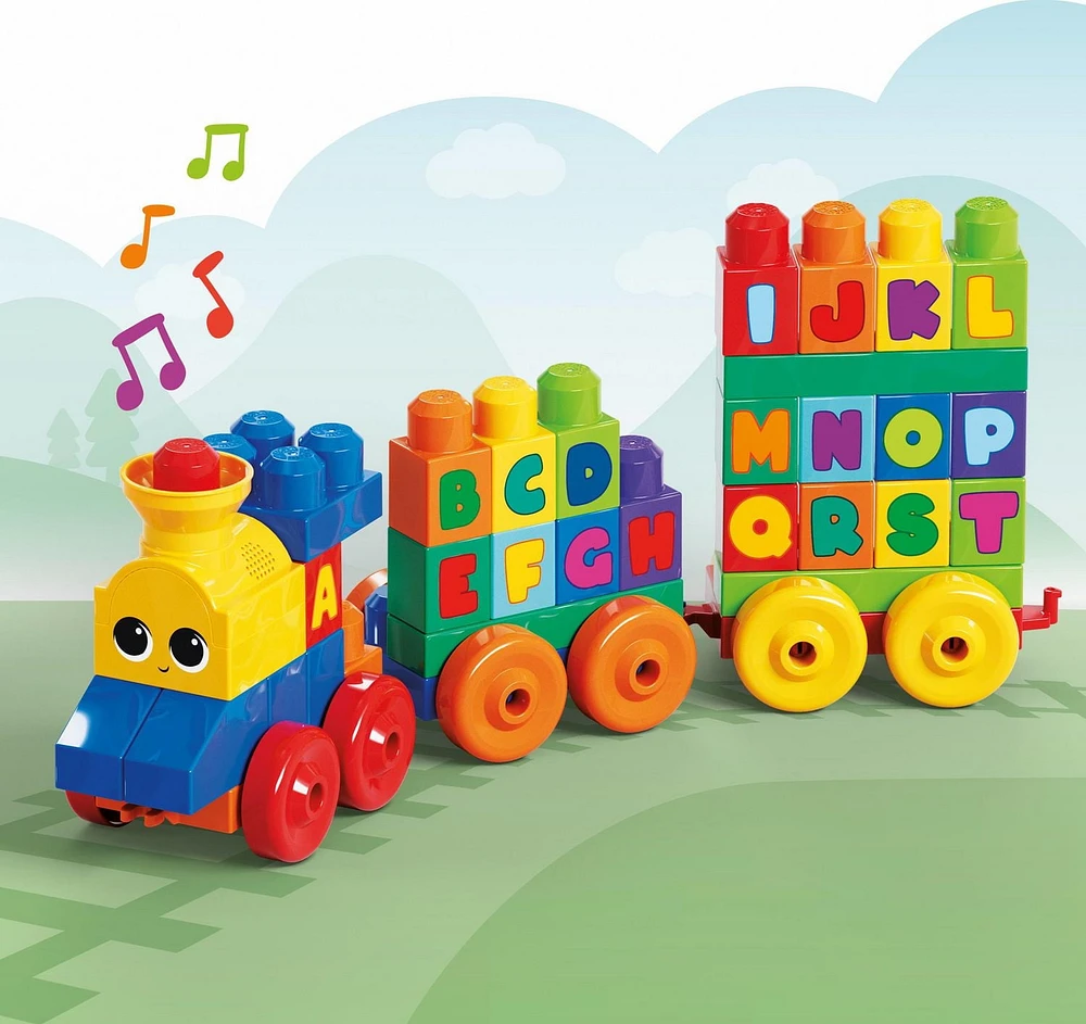 Le Train de l'Alphabet Mega Bloks - 50 Pieces Comprend 50 pièces, 1+ ans