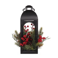 Noël noir métal lanterne décor 38cm