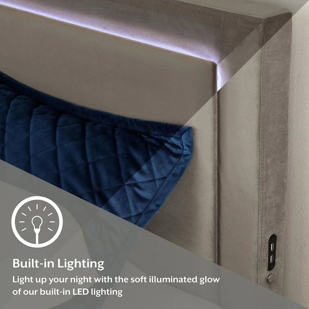 Lit rembourré complet Anchorage avec lumières LED et USB, par Hillsdale Living Essentials
