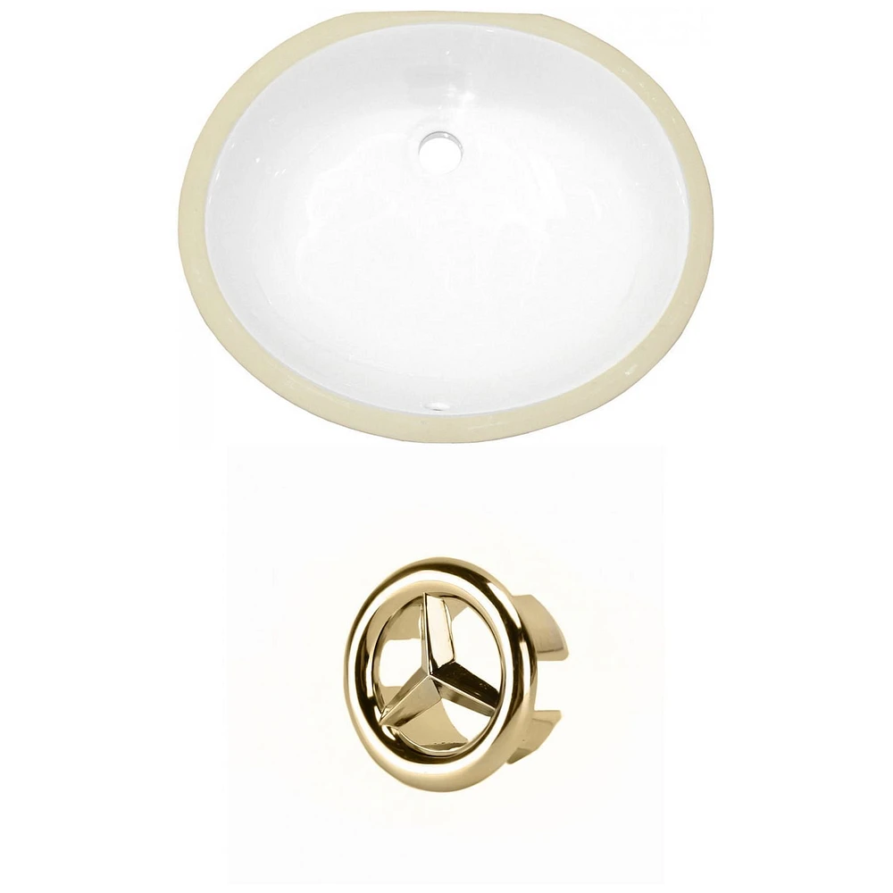 16.5-in. W CSA Oval Bathroom Undermount Sink Set In White - Gold Hardware AI-20523