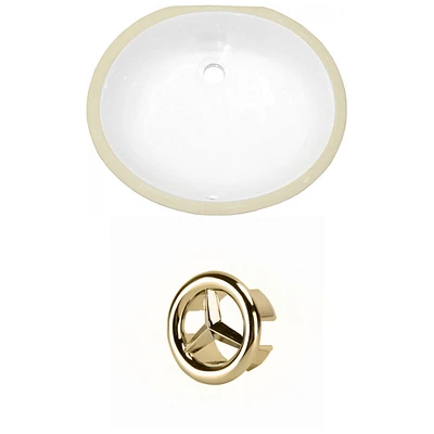 16.5-in. W CSA Oval Bathroom Undermount Sink Set In White - Gold Hardware AI-20523