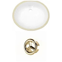16.5-in. W CSA Oval Bathroom Undermount Sink Set In White - Gold Hardware AI-20523