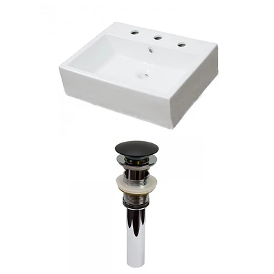 American Imaginations AI- 21 pouces Vaisseau blanc de mur de W pour 3H8-in. Centre de forage