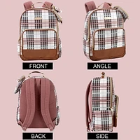 Madison & Dakota 3 Piece Multi-Pocket Backpack with Laptop Electronics Pocket, Removable Crossbody Cellphone Carrier and Removable AirPods Keychain Stash Pouch in Teal & Petal Pink Floral