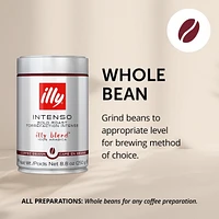 illy Café en grains entiers, torréfaction intense foncée et audacieuse , 8.8 oz • L'emballage unique du café sous pression préserve la saveur • Provenant du meilleur café 100 % Arabica • Goût intense et corsé