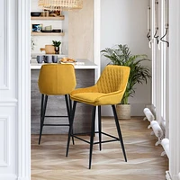 Homylin Ensemble de deux tabourets de bar modernes de hauteur de comptoir, 29", avec sièges rembourrés et dossiers, pieds en métal noir et repose-pieds, parfaits pour le bar à domicile et l'îlot de cu