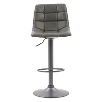 Tabouret de bar Palmer touffeté en cuir végane réglable gris, lot de 2