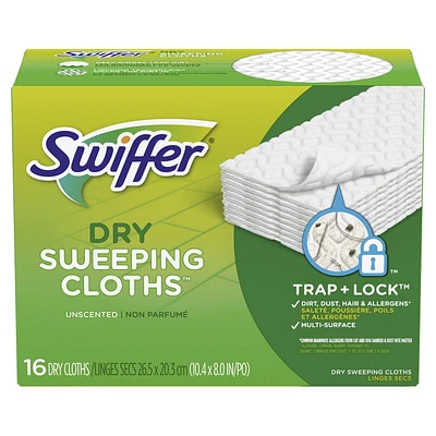 Recharges de coussins secs multi-surfaces Swiffer Sweeper pour balai Dusters, non parfumés