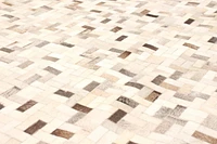 ECARPETGALLERY 8'0" x 10'3" Contemporary Cowhide Patchwork Handmade Area Rug for Living Room, Dining Room and Bedroom in Ivory