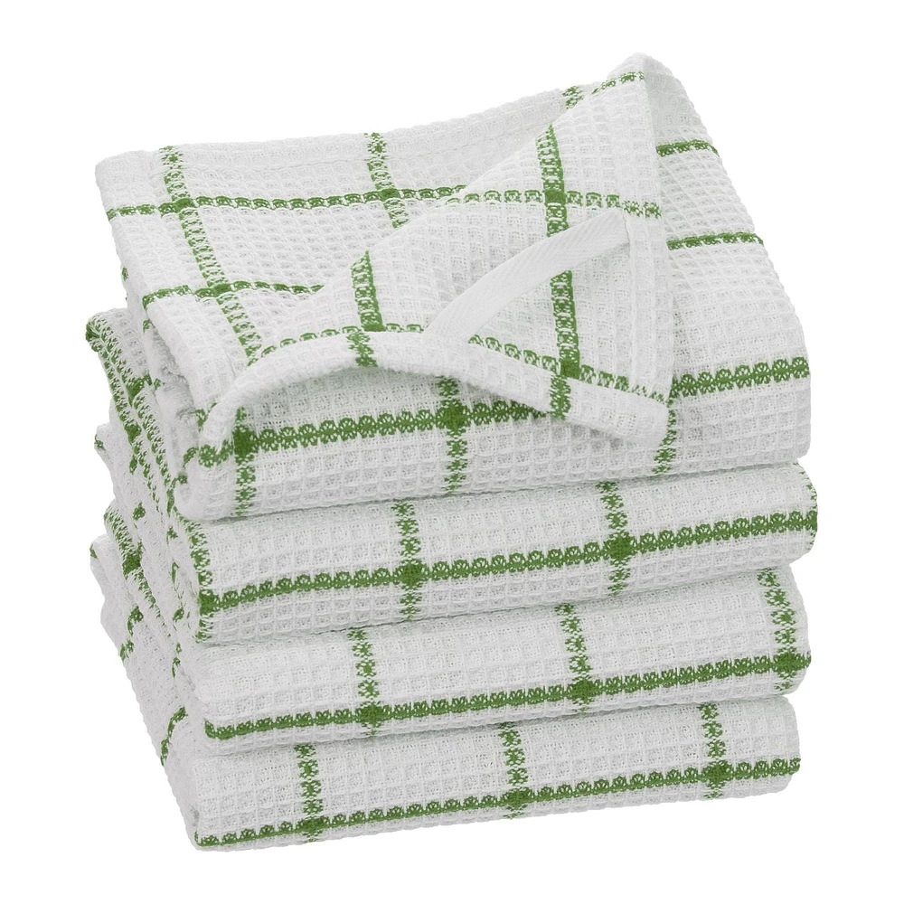 Torchons de cuisine en coton gaufré Fabstyles Solo, torchons à vaisselle extra larges, torchons à vaisselle super absorbants et à séchage rapide avec boucle de suspension, 18 x 28 pouces, lot de 4