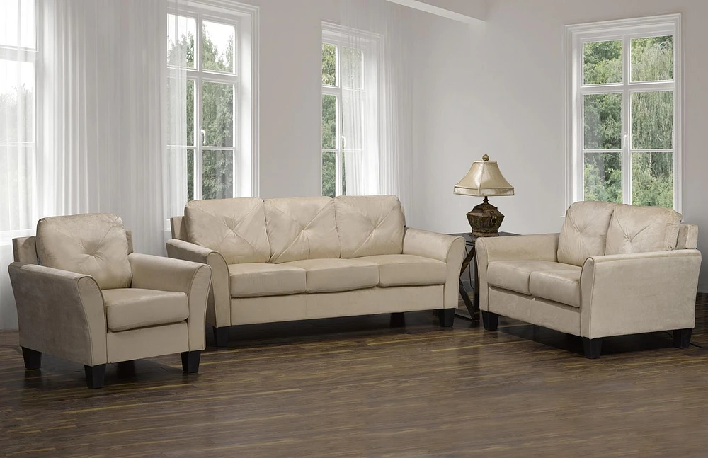 K-Living Samara Microsuede KD Stationary Sofa in Beige