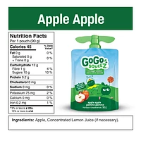 GoGo squeeZ Fruit Sauce, Apple Apple, No Sugar Added. 90g per pouch, Pack of 4, 4 x 90g pouches (360g)