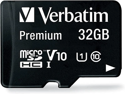 Verbatim 32GB Class 10 MicroSDHC Card with Adapter, Black