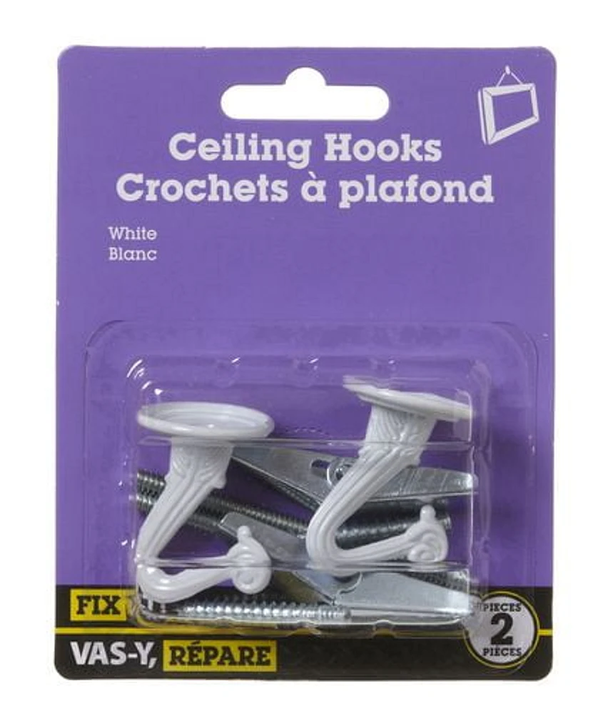 Crochet blanc à plafond 2 pièces