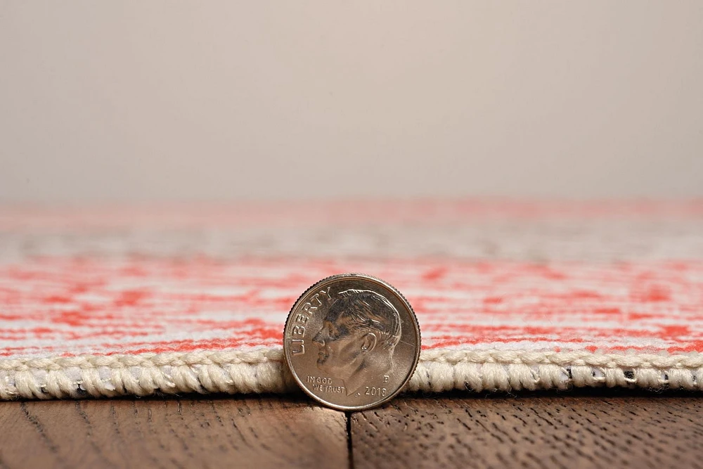 Tapis lavable Haylee 5 pi x 7 pi ivoire et corail