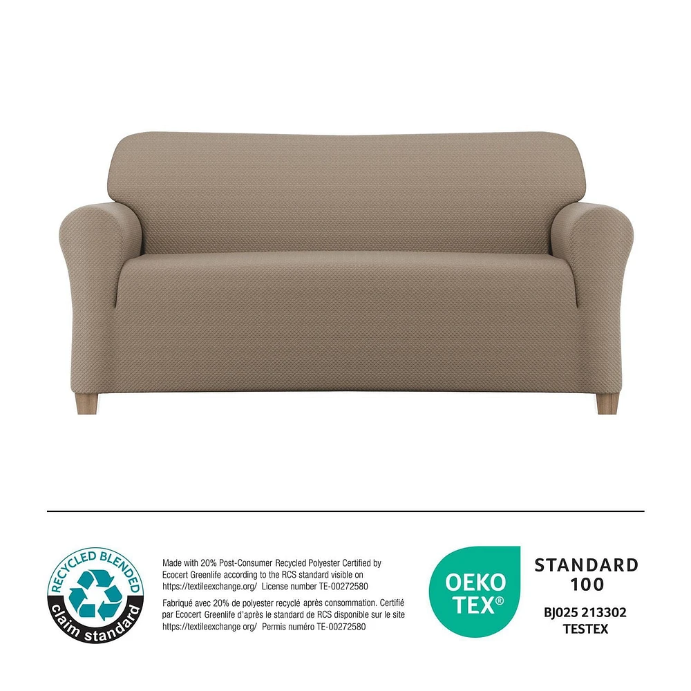 Pixel Soft Stretch Sofa Slipcover, Furniture Cover Made of 20% Recycled Fabric, Durable and Easy to Apply