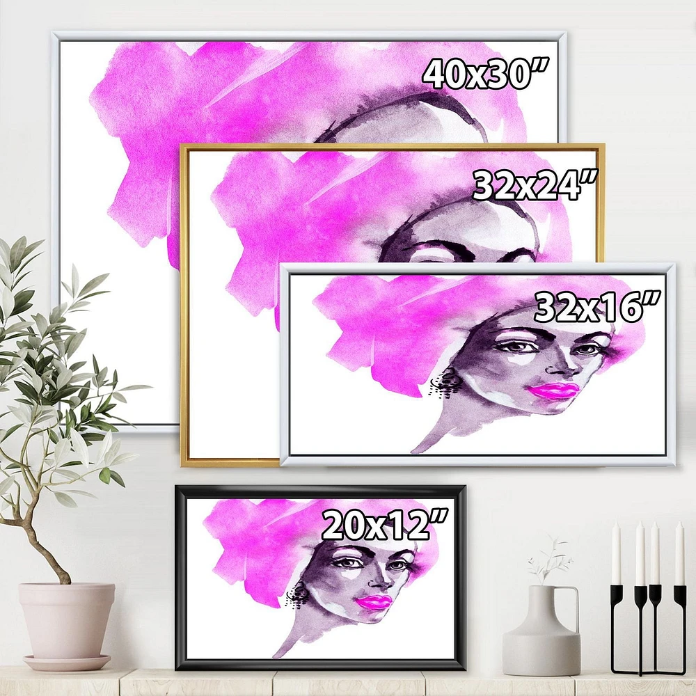 Designart Afro American Woman Fashion Portrait FLOAT FRAME WALL ART
