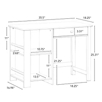 Kids Desk and Chair Set with Cubbies, Bookracks and 2 Bonus 10" Floating Bookshelves - White