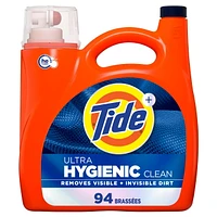 Détergent à lessive liquide Tide Propreté hygiénique, parfum original, compatible avec les laveuses HE 3.9L