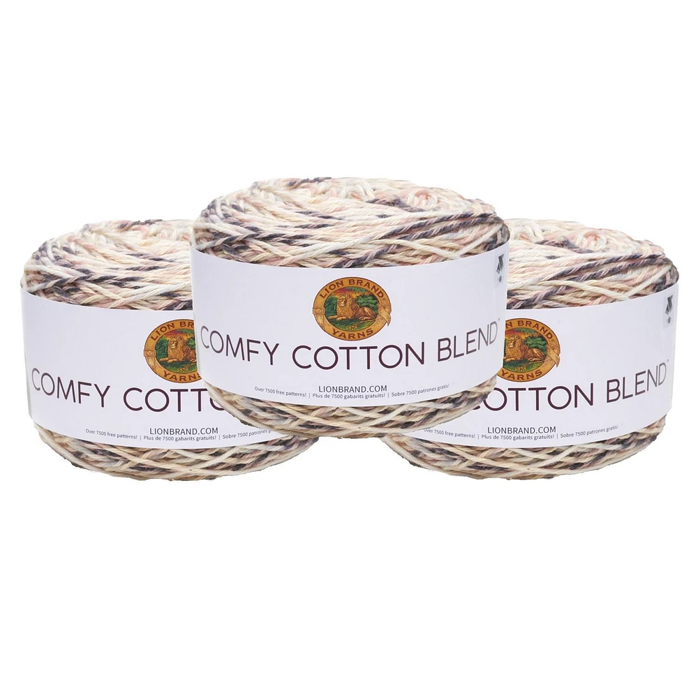 Lion Brand Comfy Cotton Blend Yarn (3-Pack) - Chai Latte