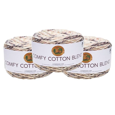 Lion Brand Comfy Cotton Blend Yarn (3-Pack) - Chai Latte