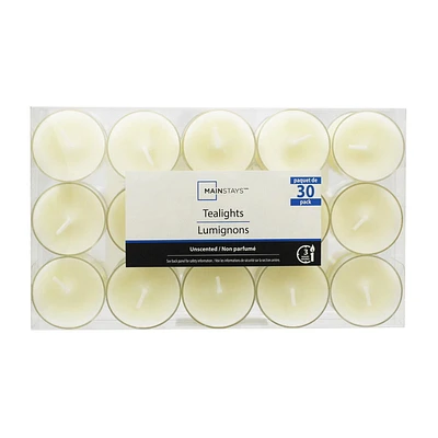 Mainstays Ivoire lumignons, non parfumé Paquet de 30