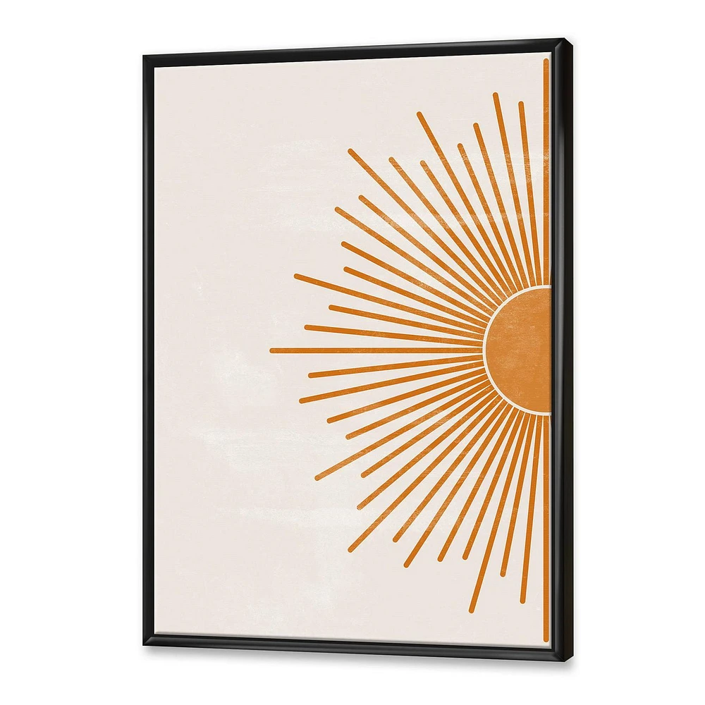 Designart Imprimé soleil orange I ART MURAL À CADRE FLOTTÉ