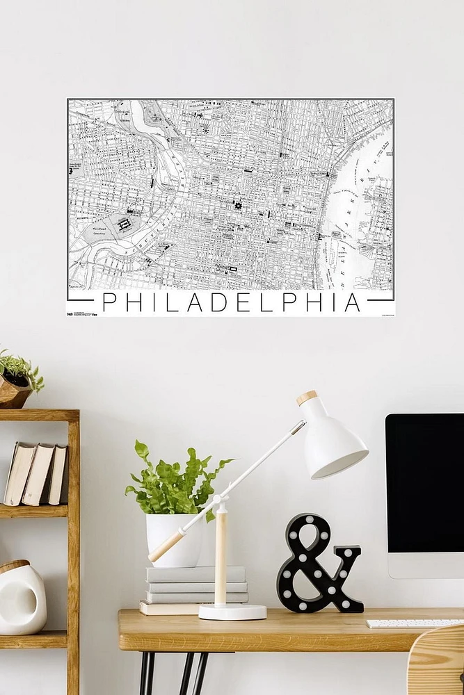 Philadelphia Map Wall Poster, 22.375" x 34"