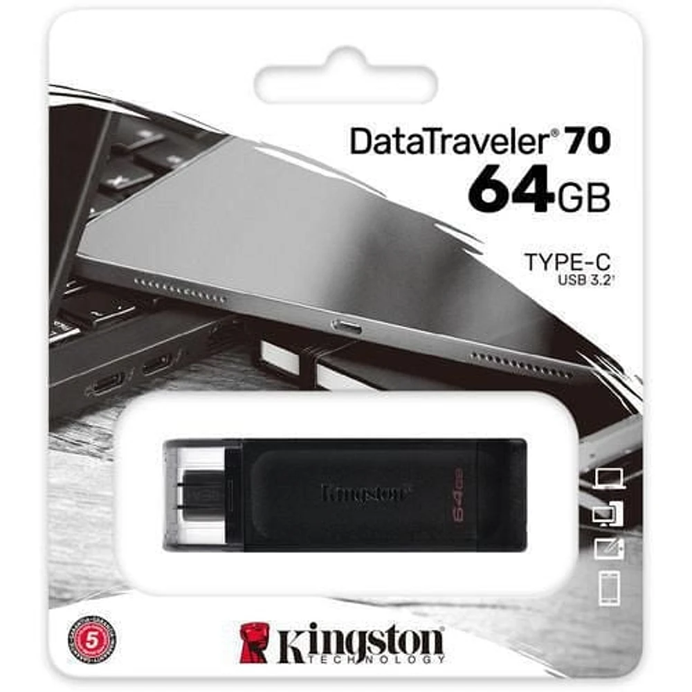 Kingston DataTraveler 70 128GB Portable and Lightweight USB-C flashdrive with USB 3.2 Gen 1 speeds (DT70/128GBCR)