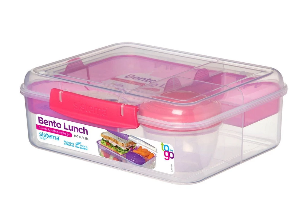 Bento et contenant pour aliments de la collection Sistema To Go, 6,9 tasses, clair, couleurs assorties 1,65 l, Les couleurs varier.