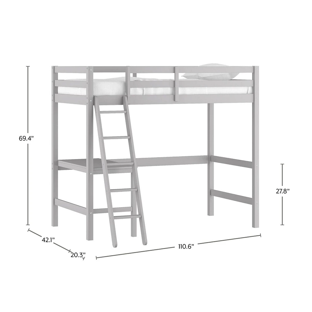 Lit superposé simple en bois Campbell avec bureau d'étude, par Hillsdale Living Essentials