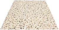ECARPETGALLERY 8'0" x 10'3" Contemporary Cowhide Patchwork Handmade Area Rug for Living Room, Dining Room and Bedroom in Ivory