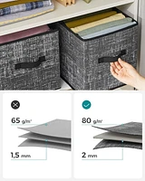 SONGMICS HOME Lot de 6 Cubes de Rangement 28 cm – Bacs d'Organisation Pliables pour Placard avec Poignées, Noir Classique