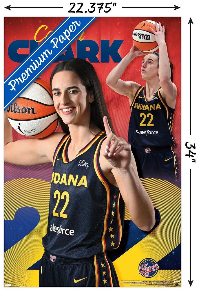 WNBA Indiana Fever - Caitlin Clark 24 Wall Poster, 14.725" x 22.375" Framed