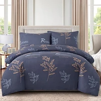 Ensemble de literie Marina Décoration ultra douce, soyeuse et riche en rayonne de bambou imprimée, toutes saisons, housse de couette, drap-housse, avec fermeture éclair et lien d'angle, motif floral r