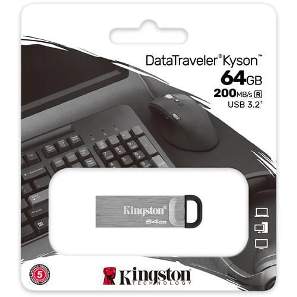 Kingston 64GB DataTraveler Kyson USB 3.2 Metal Flash Drive (DTKN/64GBCR)