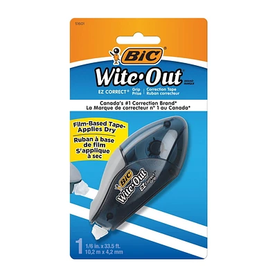 BIC Wite-Out Brand EZ Correct Correction Tape, White, Fast, Clean & Easy To Use, Tear-Resistant Tape, 1-Count, Pack of 1