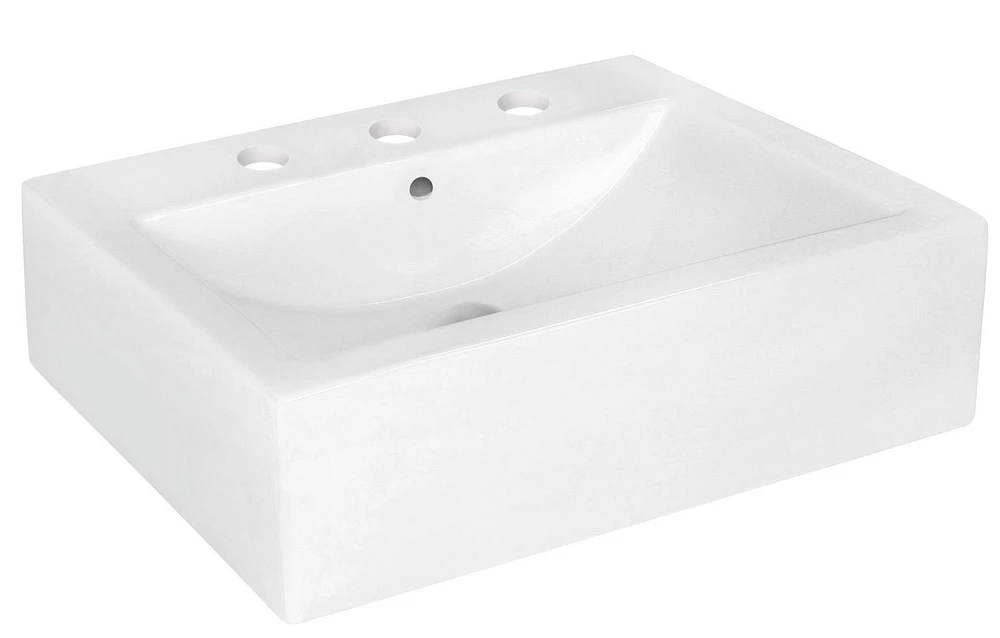 American Imaginations 20.25-in. W Above Counter White Bathroom Vessel Sink Set For 3H8-in. Center Faucet AI-22489