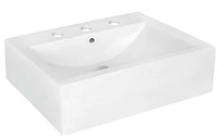American Imaginations 20.25-in. W Above Counter White Bathroom Vessel Sink Set For 3H8-in. Center Faucet AI-22489