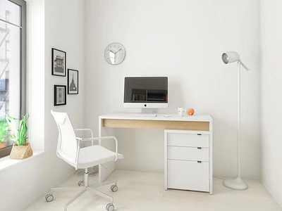 Chrono 2 Piece Home Office Set, Natural Maple and White